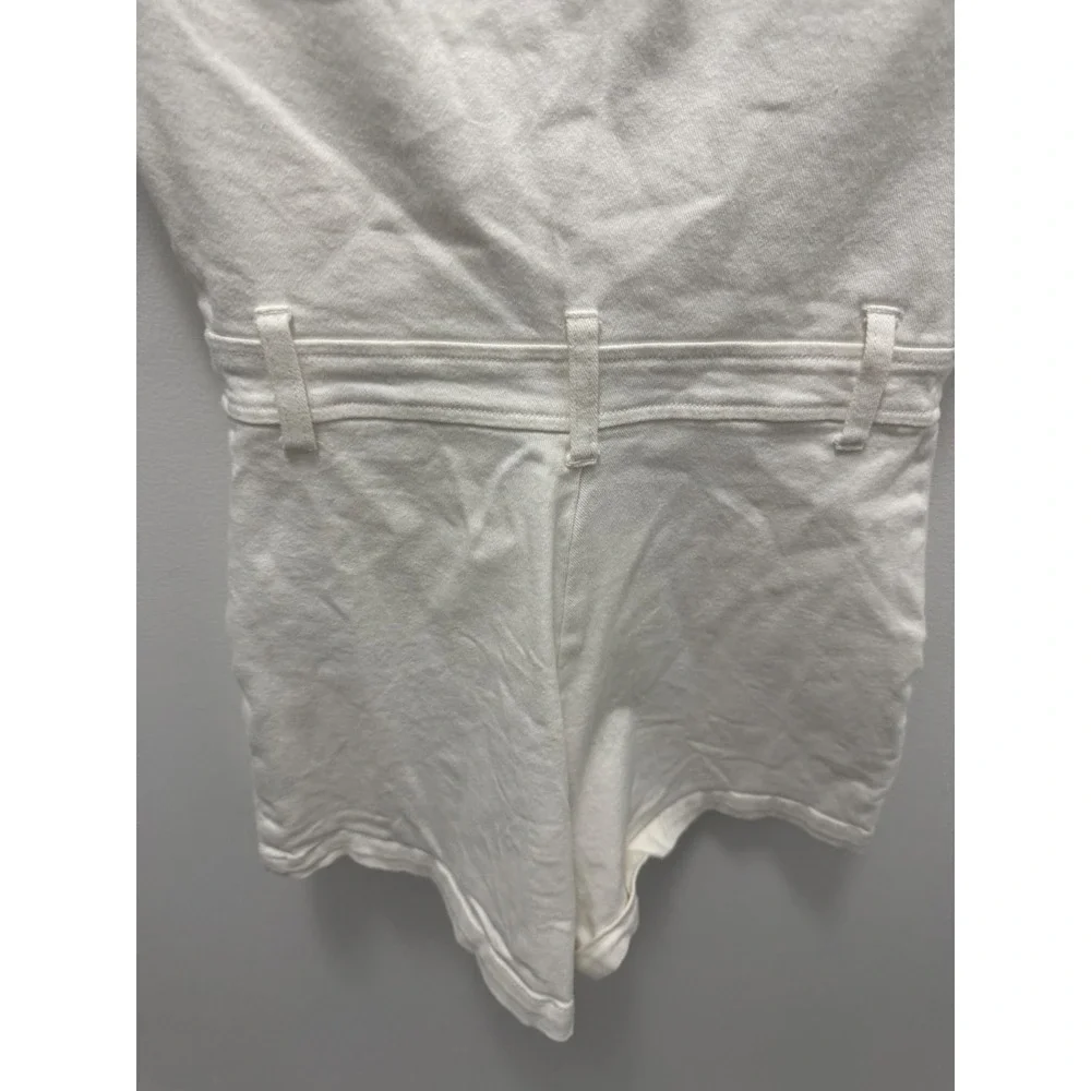 Show Me Your Mumu Outlaw Romper Pearly White Denim Short Sleeve Utility Small